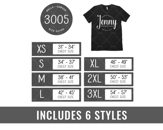 Canvas T Shirt Size Chart