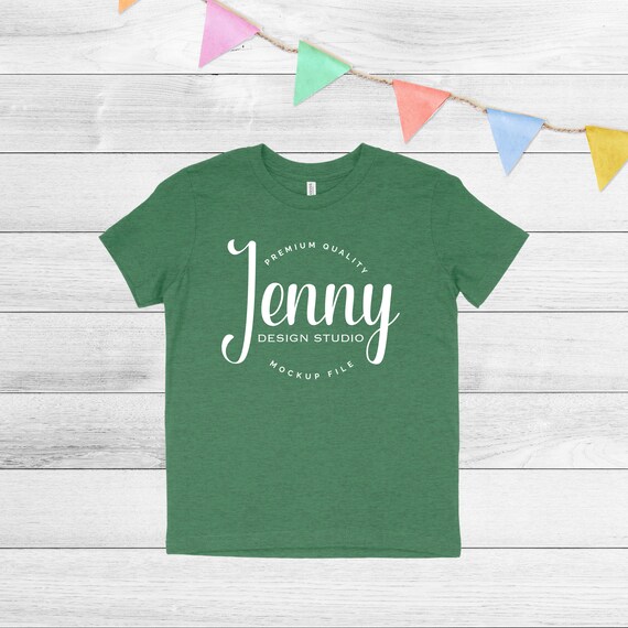 Download Bella Canvas 3001y Grass Green Heather Mockup Youth Bella Etsy