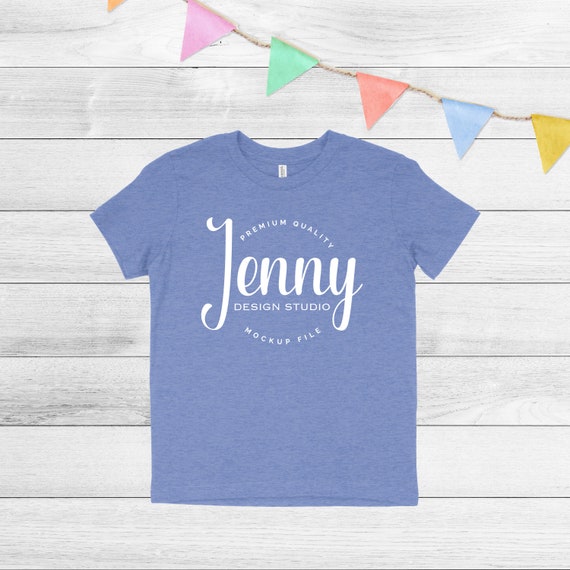Bella Canvas 3001y Columbia Blue Heather Mockup Youth Bella Etsy