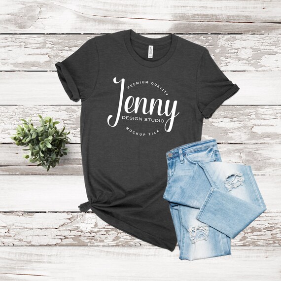 Bella Canvas 3001 Black Heather Bella Canvas Mockup Tshirt Etsy