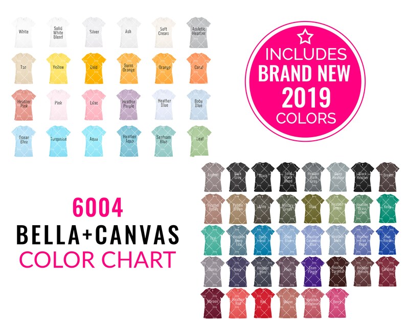 Download Bella Canvas 6004 Color Chart Mockup Bella Canvas Mockup ...