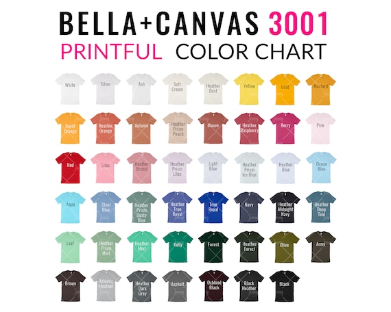 Download Bella Canvas 3001 Printful Color Chart Mockup Bella Canvas ...