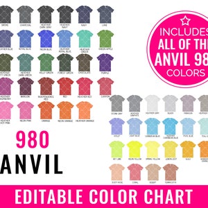 Download Anvil 880 Color Chart Mockup Anvil Mockup Every Color Etsy