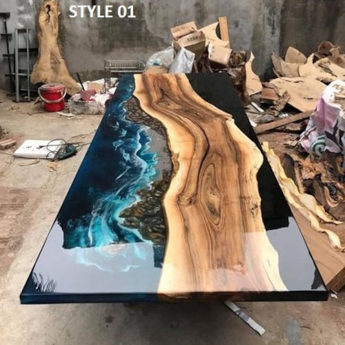 Live Edge River Table Epoxy Resin Dining Table Custom Etsy