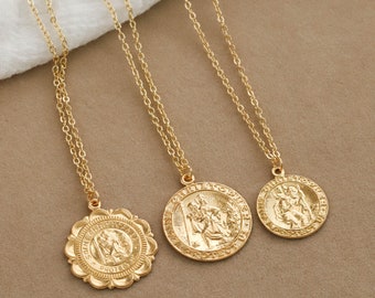 14kt Gold Filled O/L Star of the Sea Pendant Gold Plate Heavy Curb Chain Patron Saint Sailors 1 x 3/4 