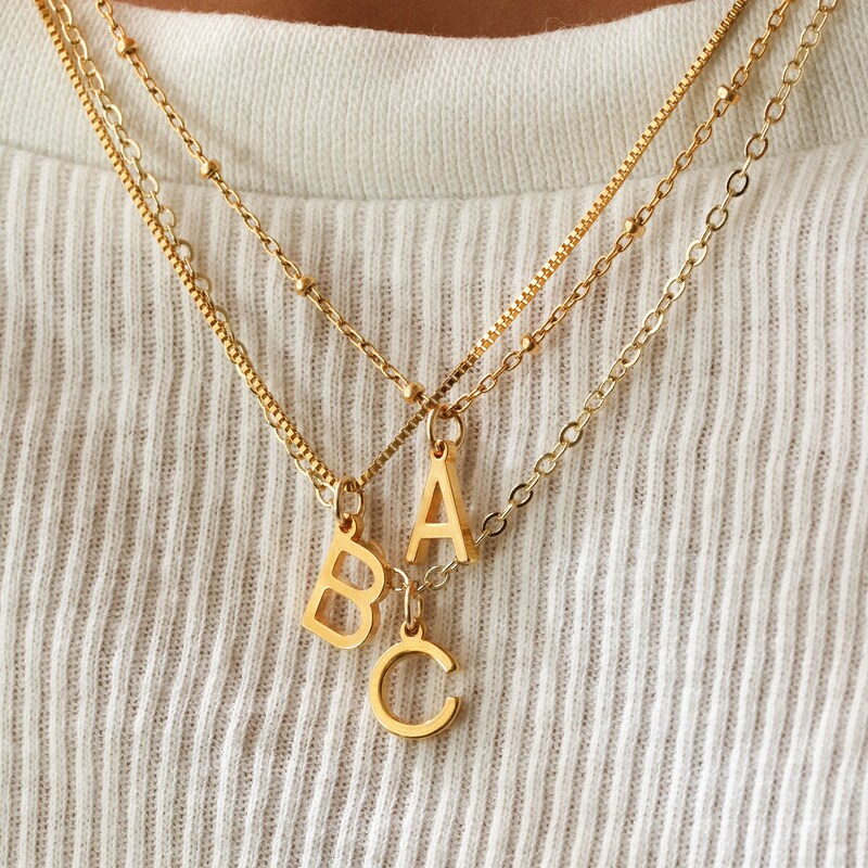 Dainty Layered Initial Choker Necklace - Handmade, Adjustable Length, Personalized Gift - View #3