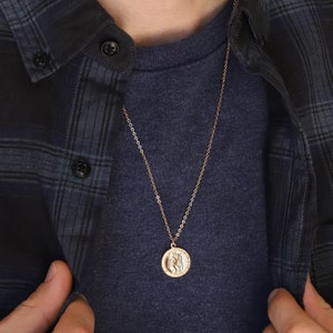 Mens Gold St Christopher Coin Necklace, 14K Gold Filled Protection ...