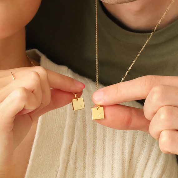 Couple Initial Necklace Gold 