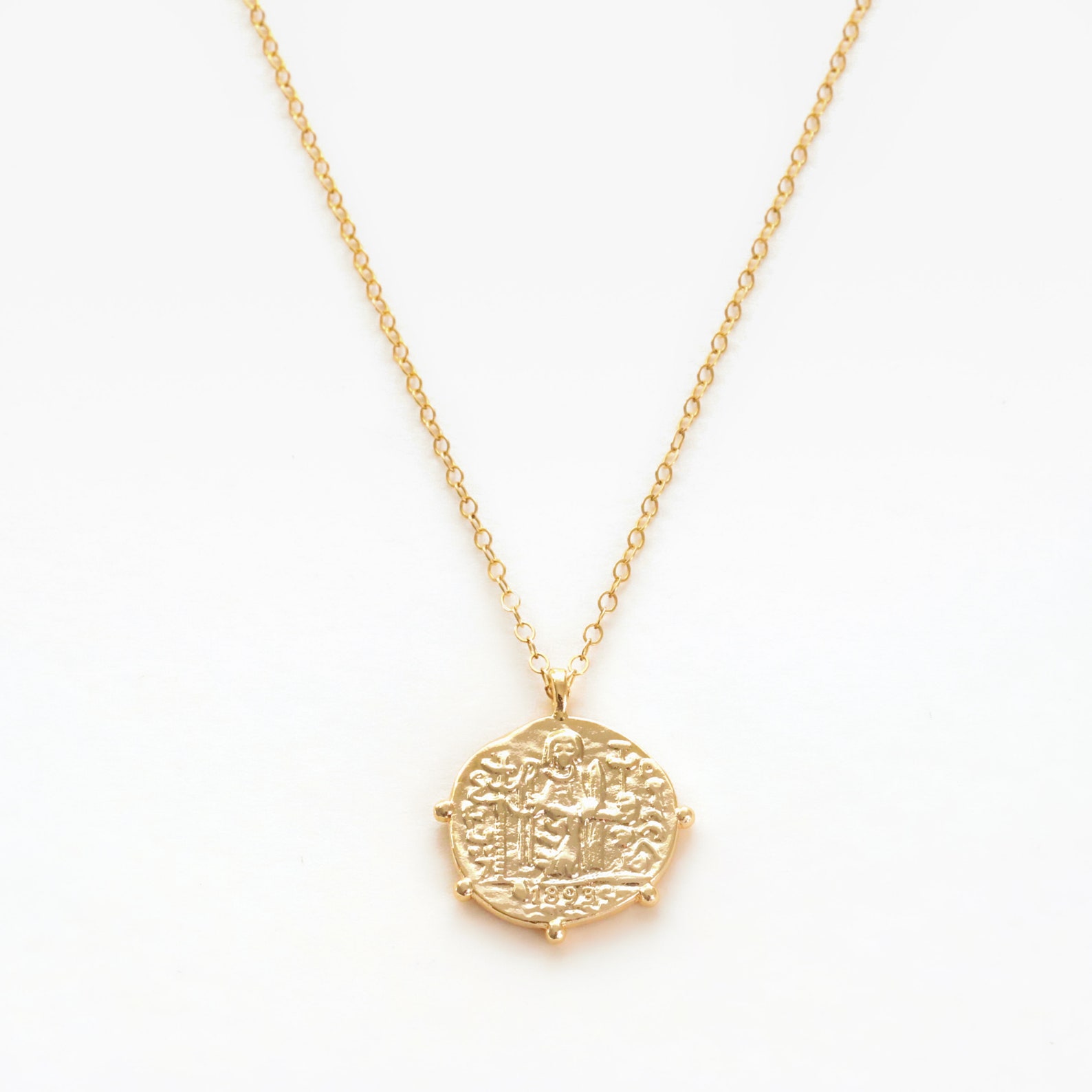 14K gold coin necklace Gold necklace Gold coin necklace Etsy