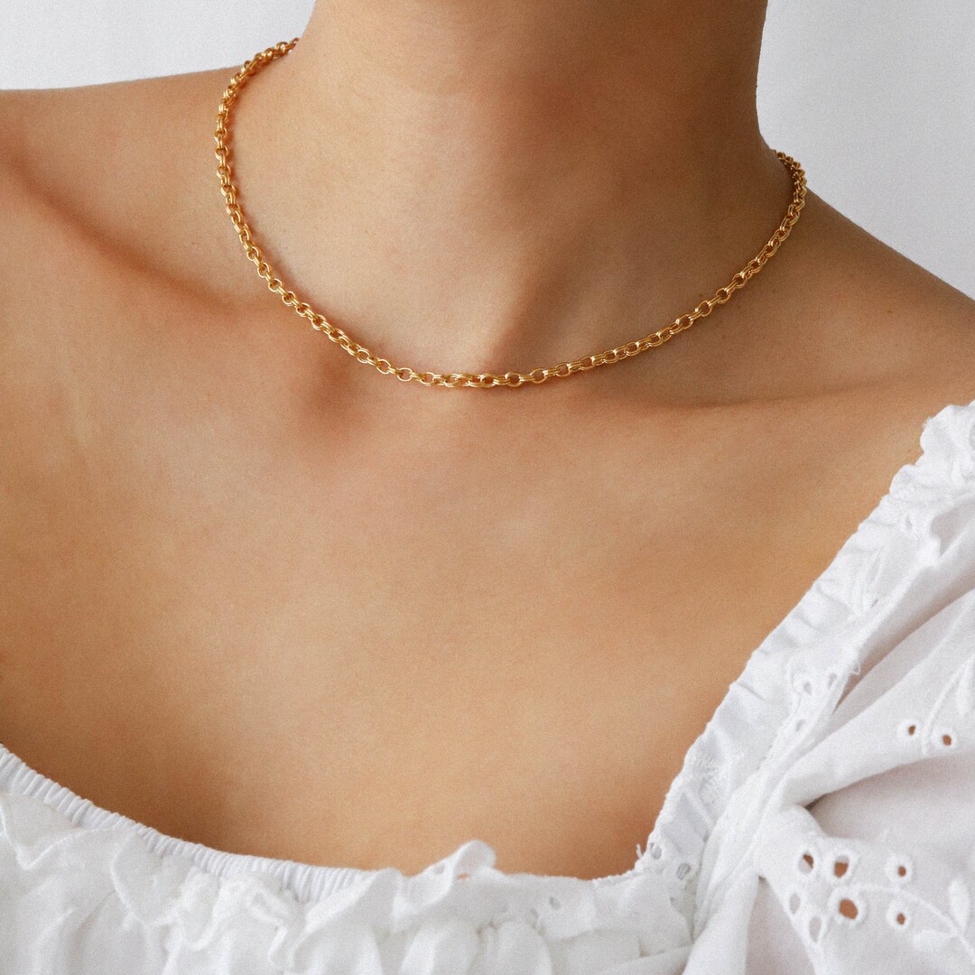 Gold Chain Necklace, Layered Necklace, Thick Chain Statement Necklace, Gold Filled Necklace, 14k ...