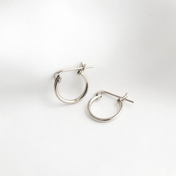 Sterling silver small hoop earrings, Cute dainty huggie earrings, Minimalist hypoallergenic hoops, Simple tiny hoop bridesmaid earrings