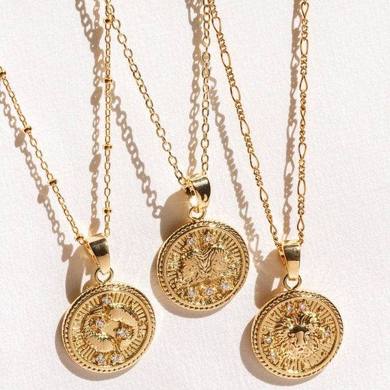 Gemini Zodiac Necklace Astrology Coin 
