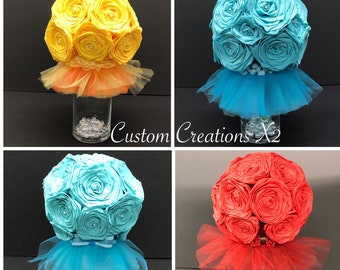 Paper Flowers table decor - Wedding Table Decorations - Baby Shower, Birthday, Engagement Paper Flowers