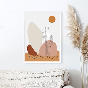 Abstract Cactus. Desert Print. Mid-Century Modern Boho Wall Art. Digital Download.