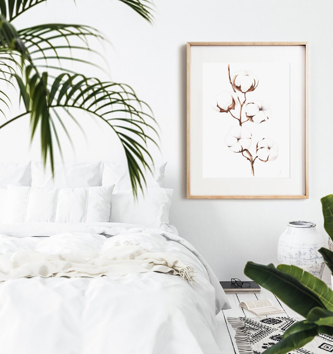 Cotton art print Floral wall art Botanical wall art Floral Etsy