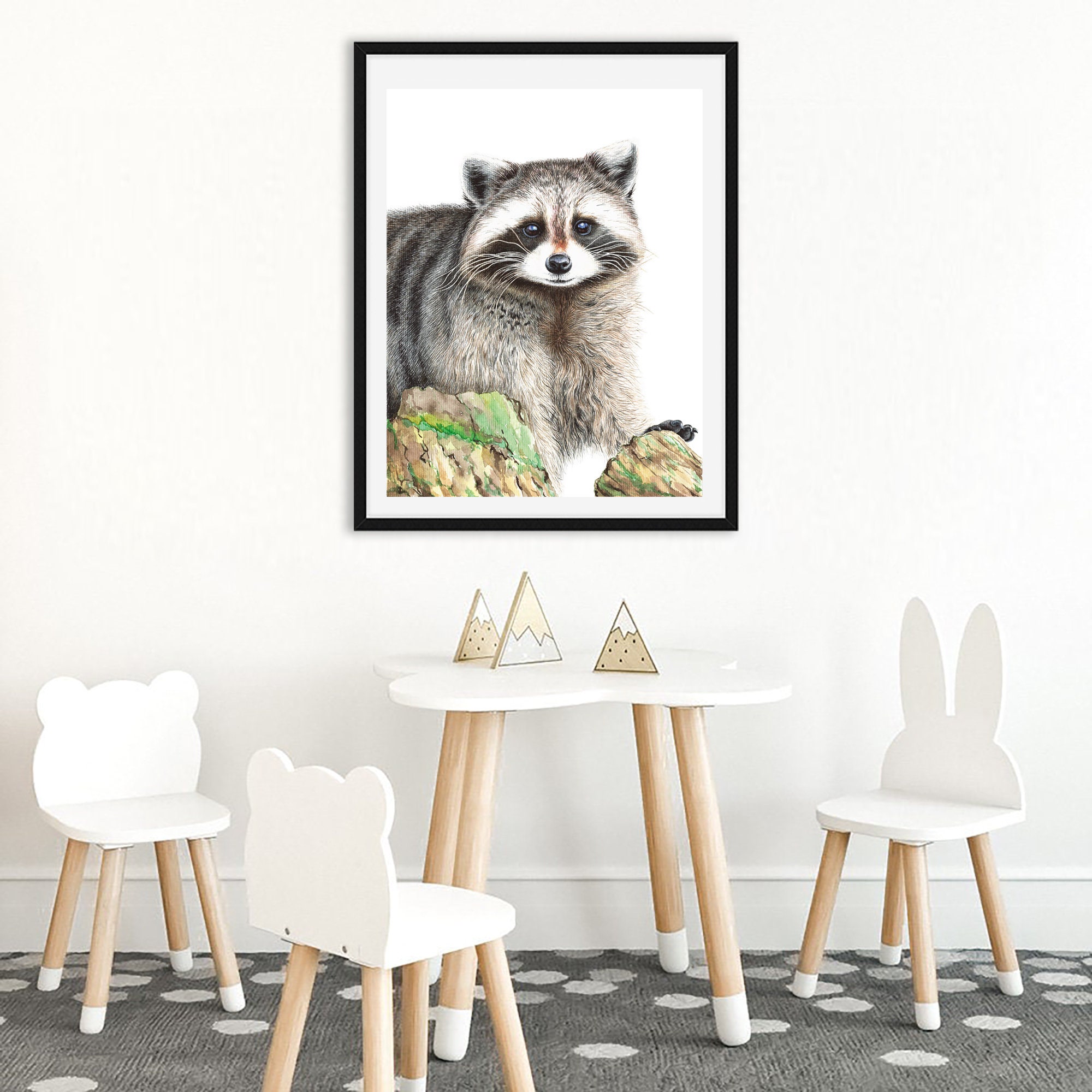 Raccoon art animal print nursery wall art nursery prints Etsy