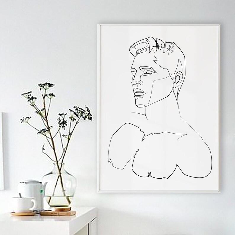 Man Line Art Male Nude Masculine Wall Art Gay Art Print Etsy