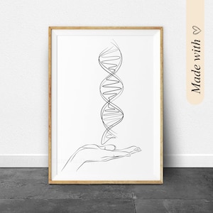 DNA Line Art Print. Biology Poster. Medical Office Decor (Digital Download).