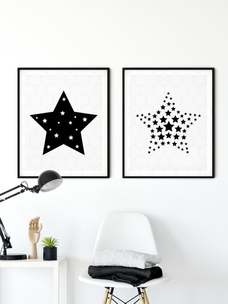Star print star wall art stars poster star painting star Etsy