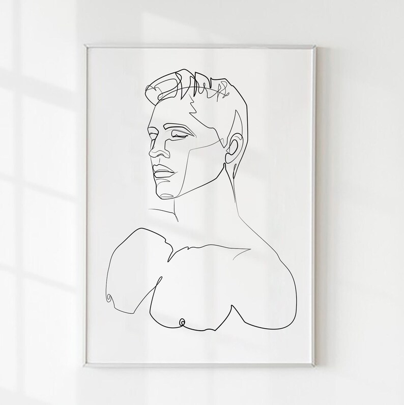 Man Line Art Male Nude Masculine Wall Art Gay Art Print Etsy