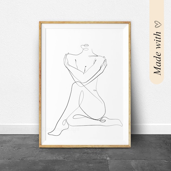 Line drawing woman, female line art, nude line drawing, one line drawing, figure drawing, nude line art, single line art, bathroom wall art.