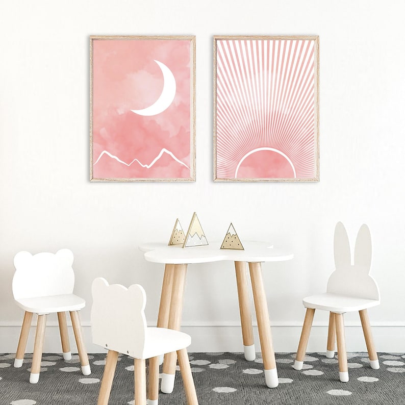 Blush Pink Wall Art Light Pink Prints Girly Wall Art Above Etsy