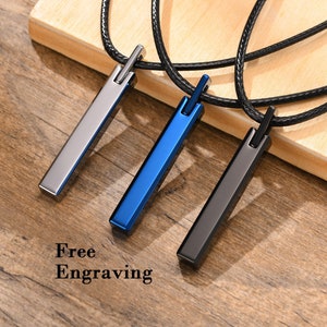 Tungsten bar necklace men