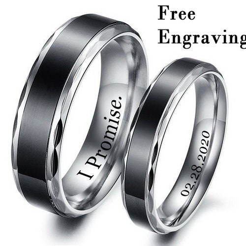 Black Promise Rings for Couples Promise Ring Couples Rings Etsy