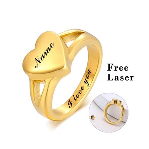 Gold Heart cremation ring, gold urn ring