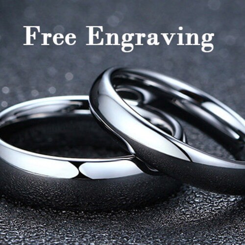 His and Hers Tungsten Wedding Band Set Galaxy Opal Ring Set Etsy