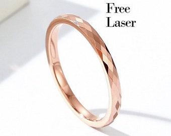 2mm diamond-cut rose gold Tungsten rings