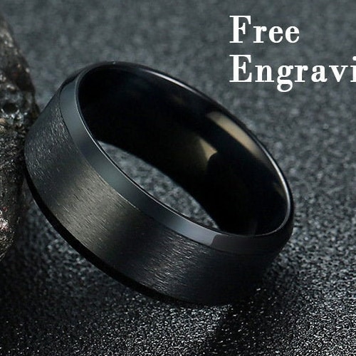 Black Carbon Fiber Inlay Mens Promise Ring for Him His Promise Etsy