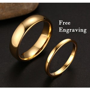 2mm/4mm/6mm Gold Tungsten wedding band set his and hers