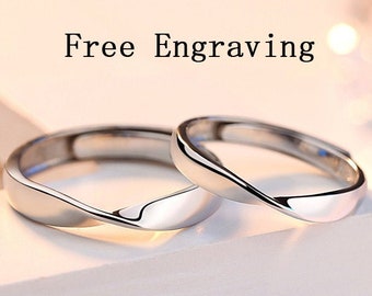 Sterling silver Mobius ring, couple rings, promise rings for couples