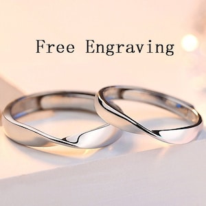 Sterling silver Mobius ring, couple rings, promise rings for couples