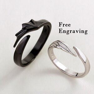 Sterling Silber Ohnezahn Ring,Drachenzähmen leicht gemacht,Engel Teufel Ring