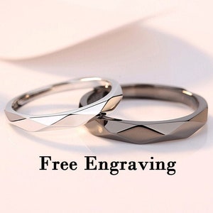 Black & Silver sterling silver matching rings, couples rings, promise rings for couples