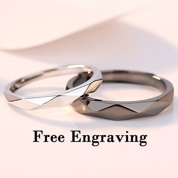 Anelli di coppia in argento sterling, anelli di promessa per coppie, anelli di promessa abbinati