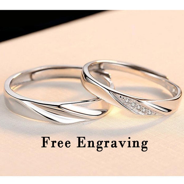 Sterling silver his and hers rings,his and hers wedding bands engraveable
