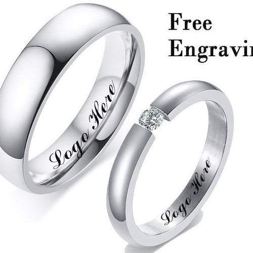 Wave Promise Ring Set His and Hers Promise Rings for Couples Etsy