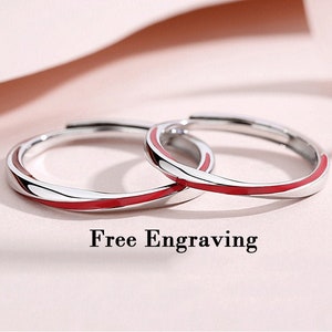 Sterling silver Red string of fate promise rings for couples