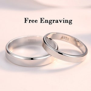 Promise ring for couple simple, matching rings, engrave couple ring
