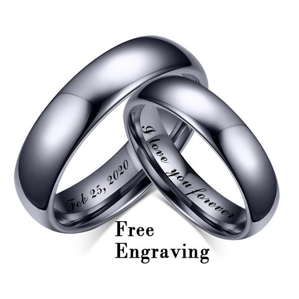 4mm/6mm matching wedding bands his and hers,Promise ring for couple simple