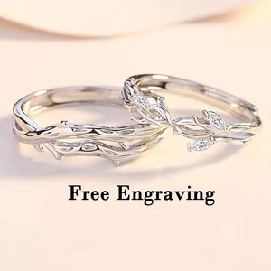 Sterling silver Branches promise couple rings