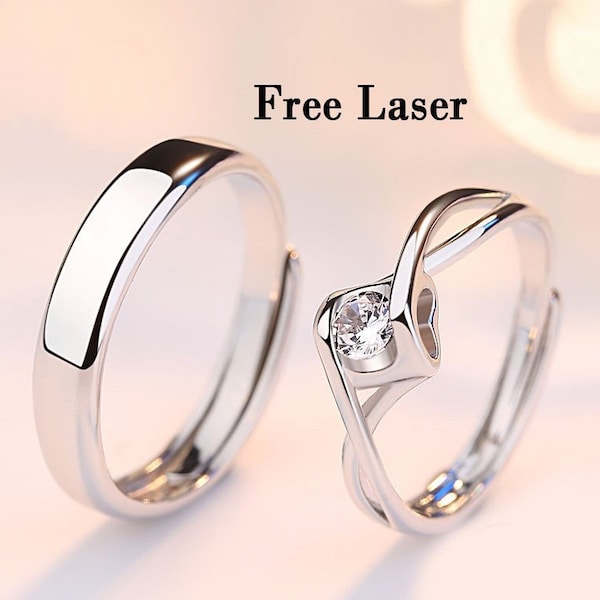 Sterling silver Promise ring for couple, matching couple rings