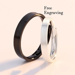 Sterling silver Black and white gold plated Promise ring for couple
