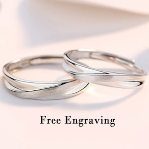 Sterling silver Wedding band set mobius his and hers,mobius couple ring