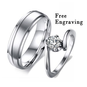 Promise ring for couple set,his and hers ring