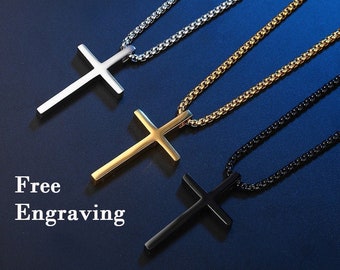 Calvary Stainless Steel and Wood Cross Necklace Black - Steven Singer Jewelers