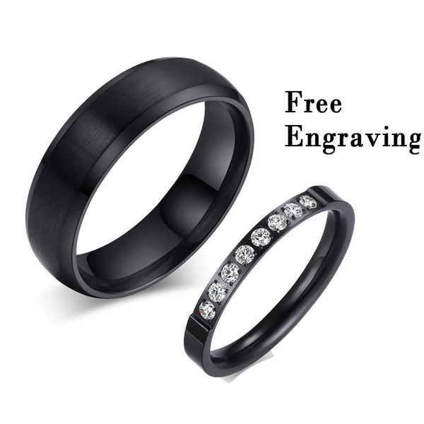 Black Promise rings for couples, promise ring, couples rings, matching rings